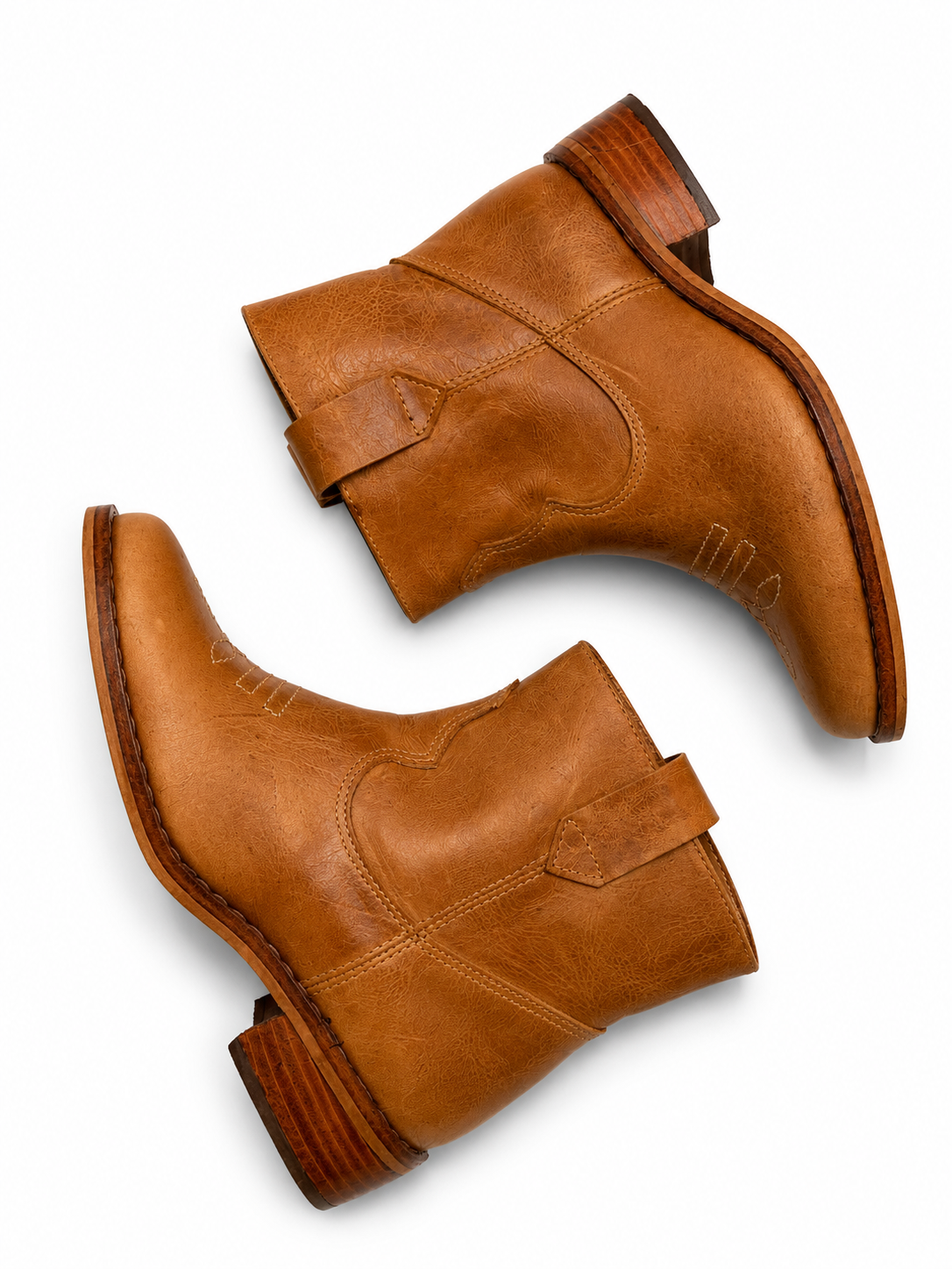 Botines country de cuero camel