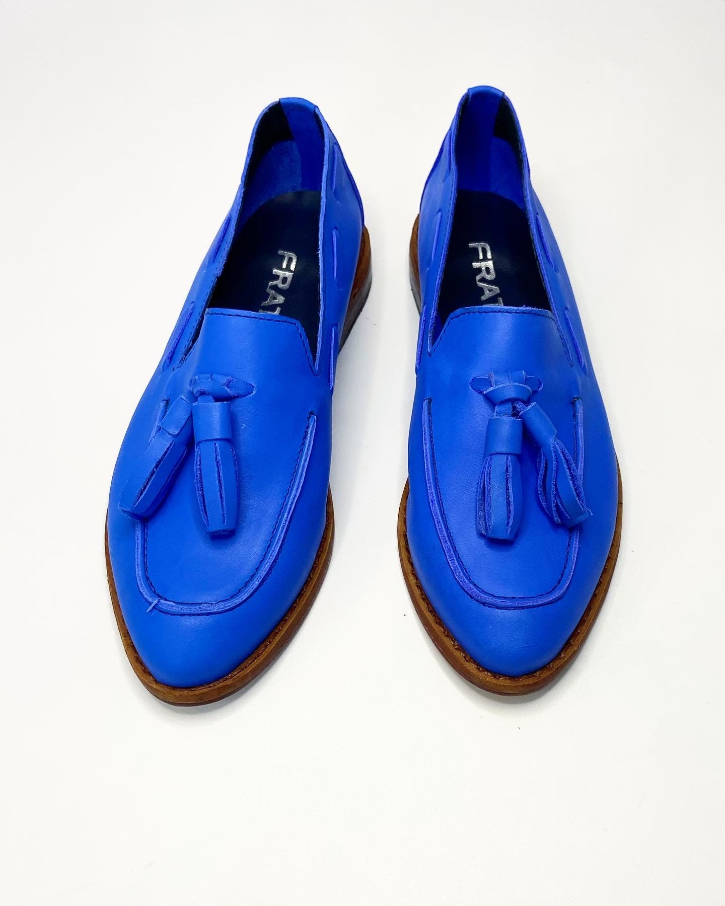 Mocasines 982 Pompón Cuero Azul