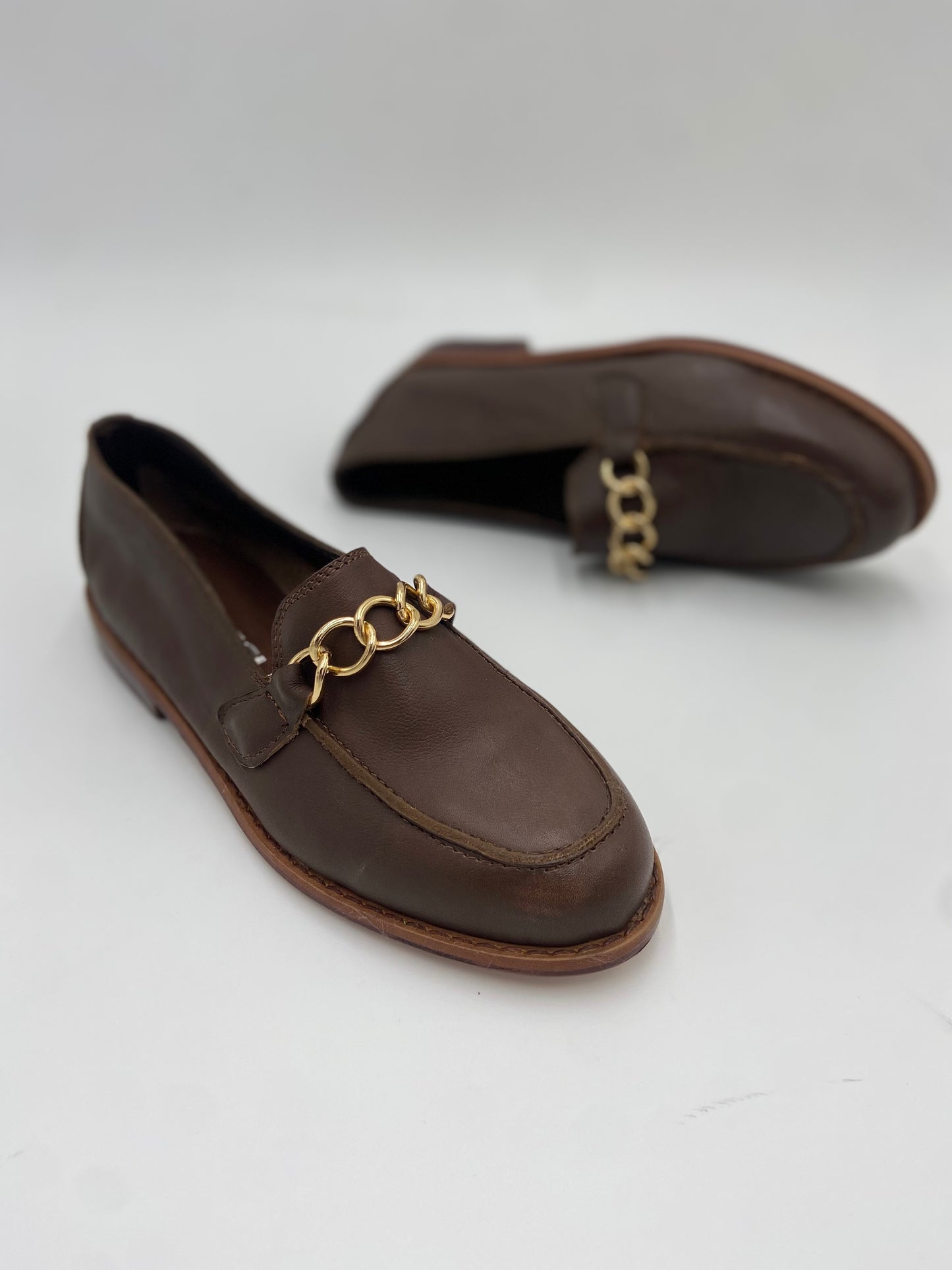 Mocasines 3245 Cadena Cuero Café