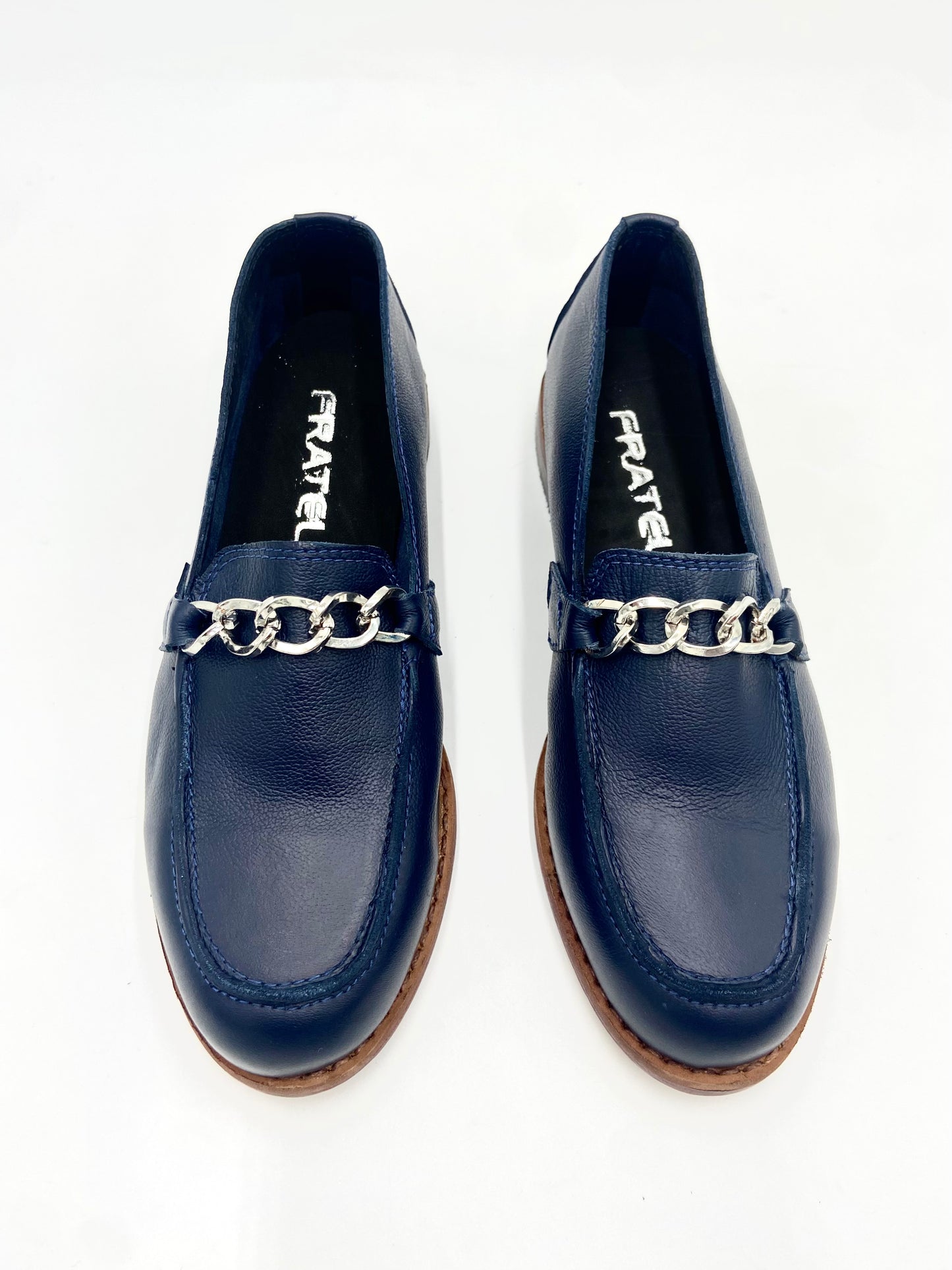 Mocasines 3245 Cadena Cuero Azul Marino