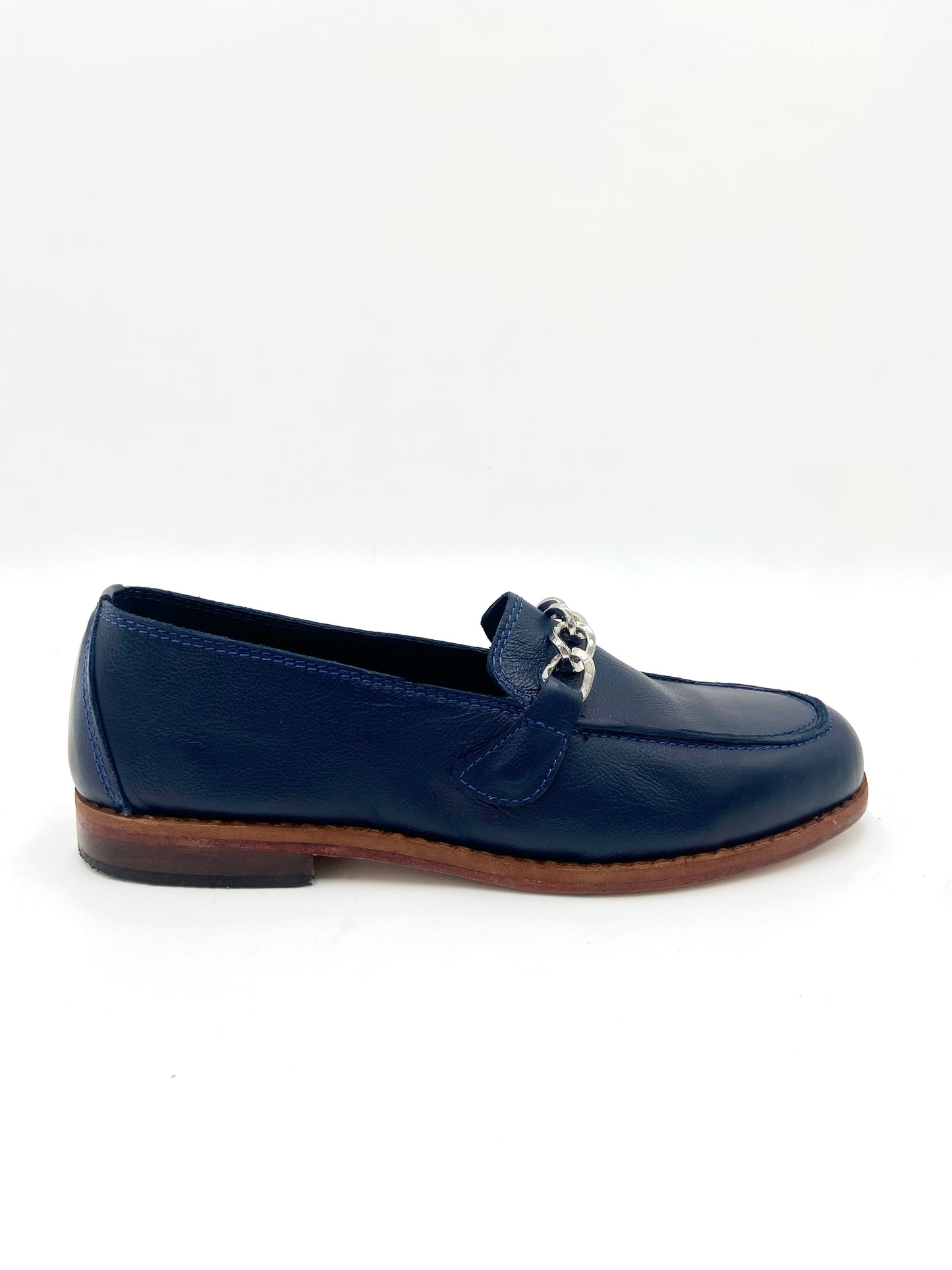 Mocasines 3245 Cadena Cuero Azul Marino