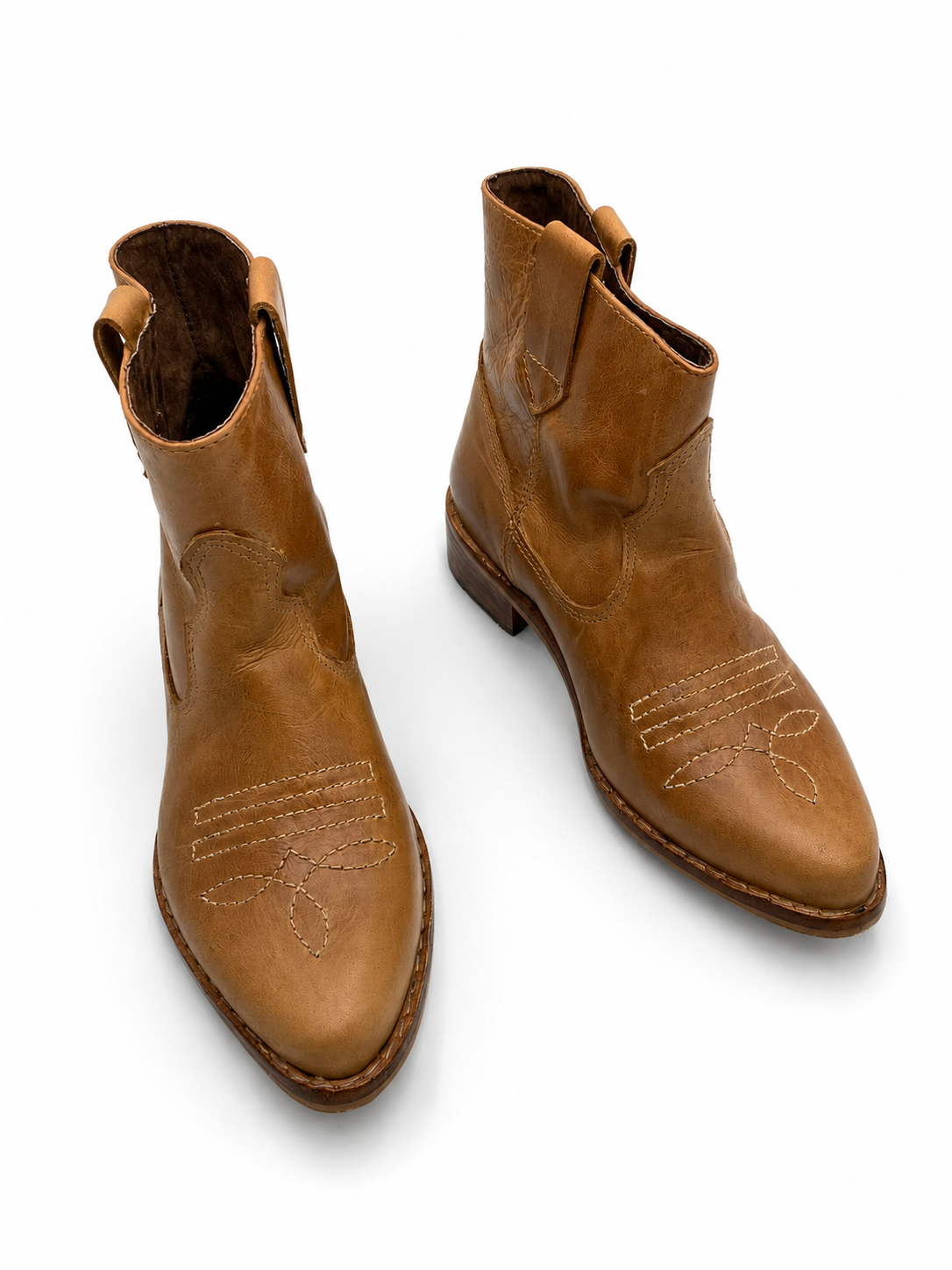 Botines country de cuero camel
