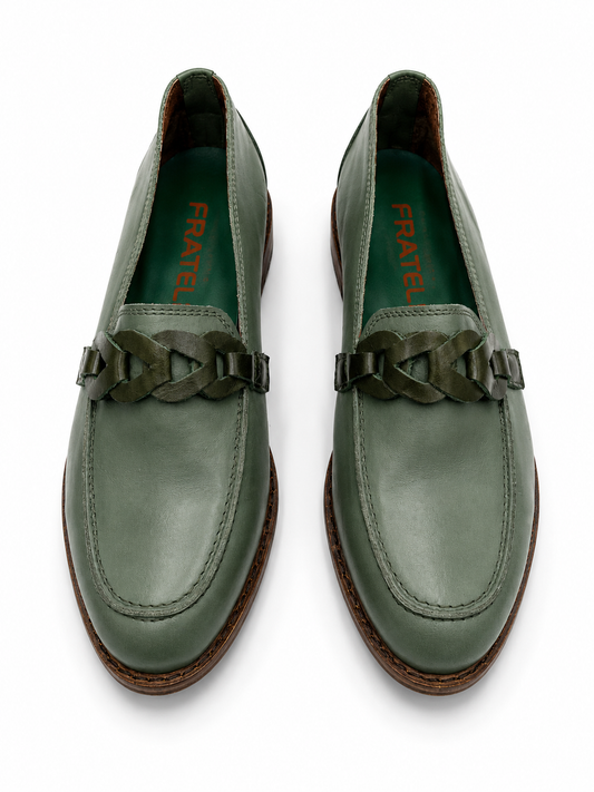 Mocasines de cuero verde pistacho