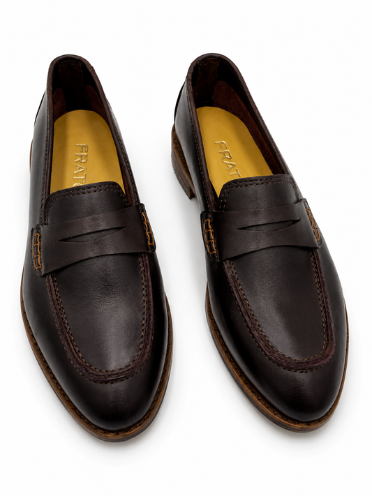 Mocasines 1450 P de cuero burdeo oscuro
