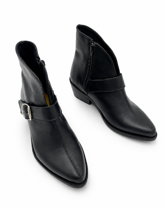 Botines Grecia de cuero negro
