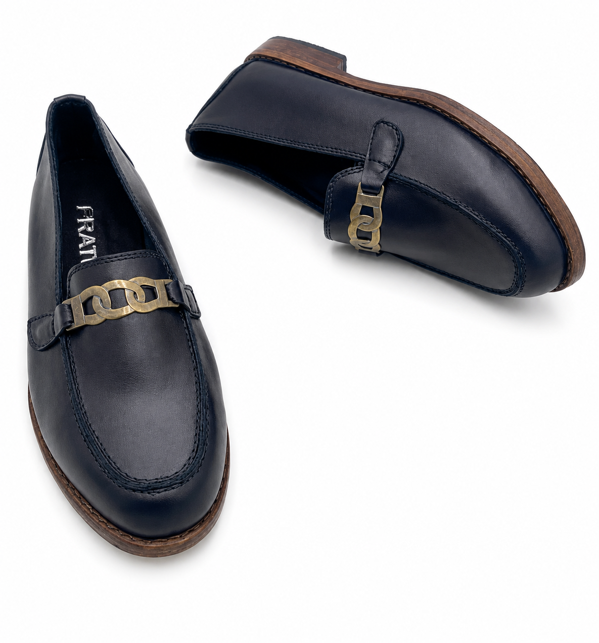 Mocasines Negros con Adorno Bronce Envejecido – Modelo 1450 R