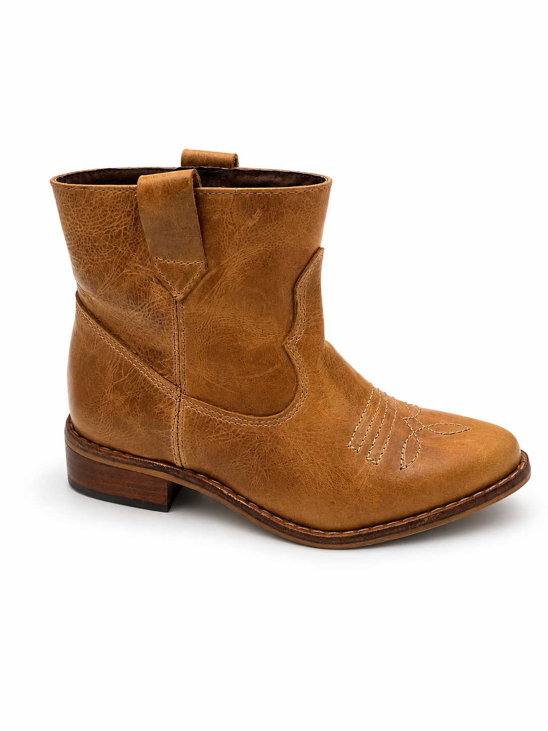 Botines country de cuero camel