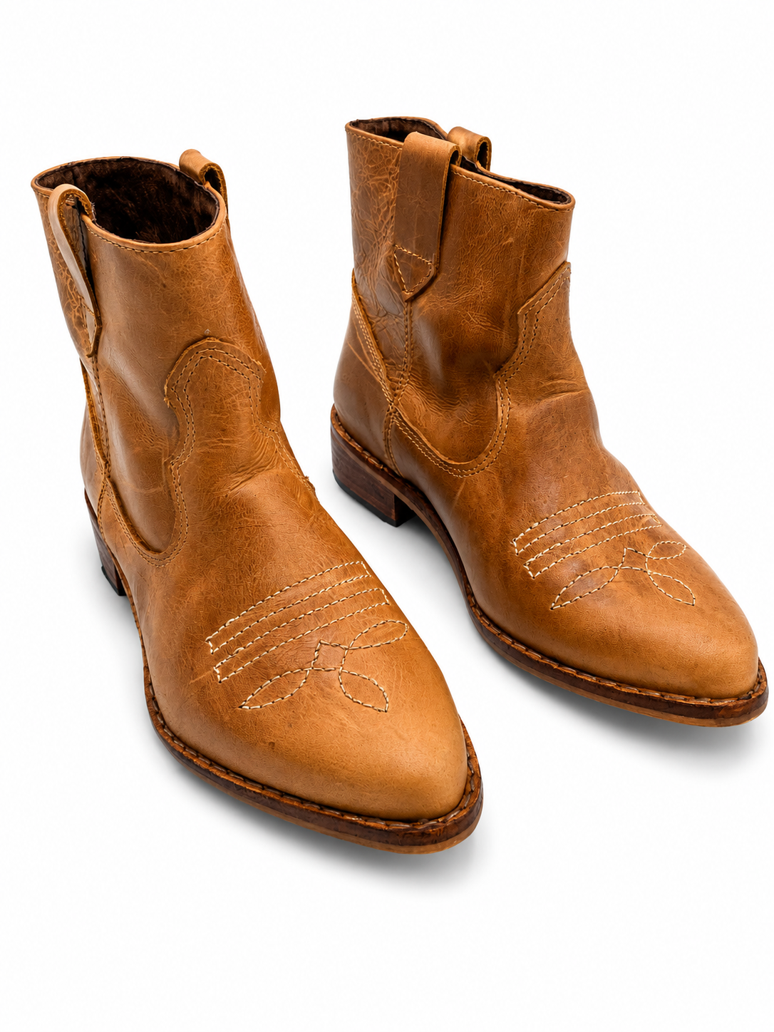 Botines country de cuero camel