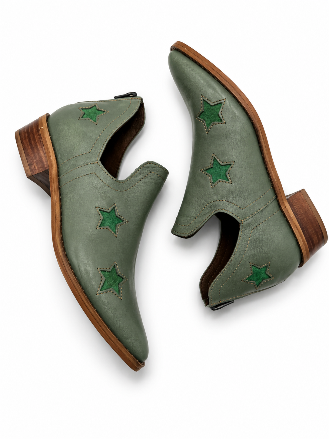 Botines Estela de cuero verde pistacho