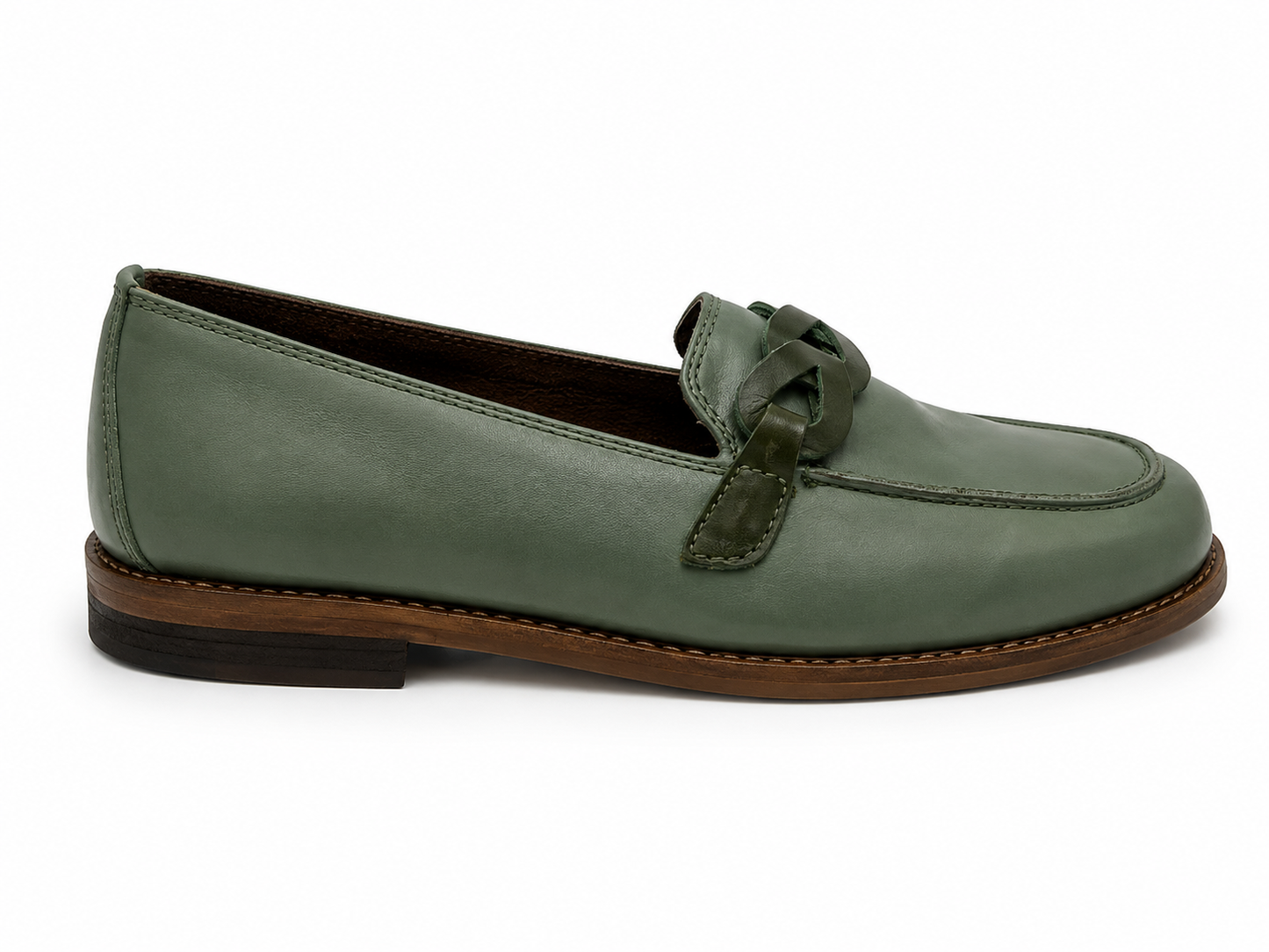 Mocasines de cuero verde pistacho