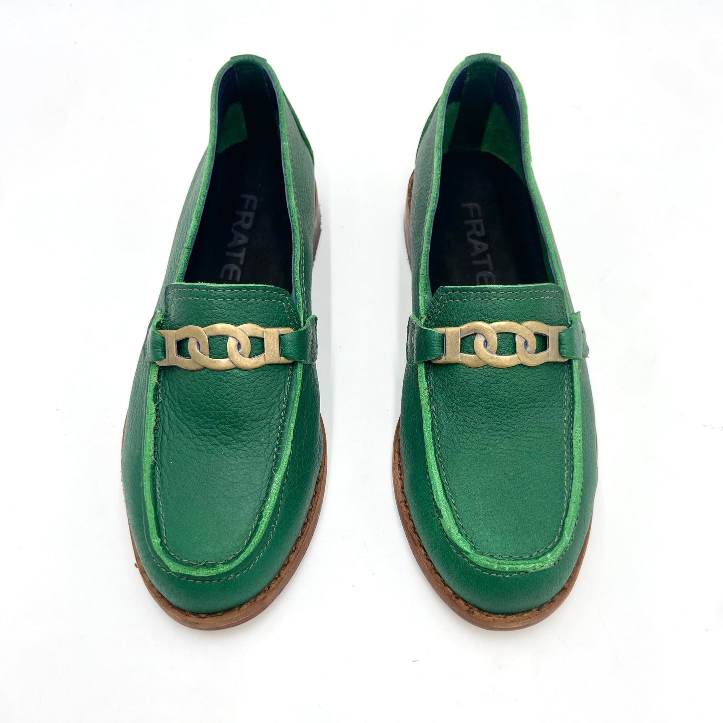 Mocasín cadena 3245 cuero verde