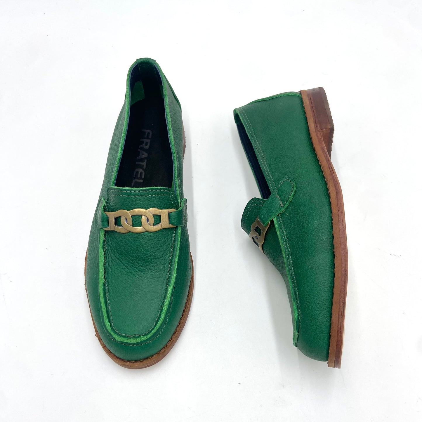 Mocasín cadena 3245 cuero verde