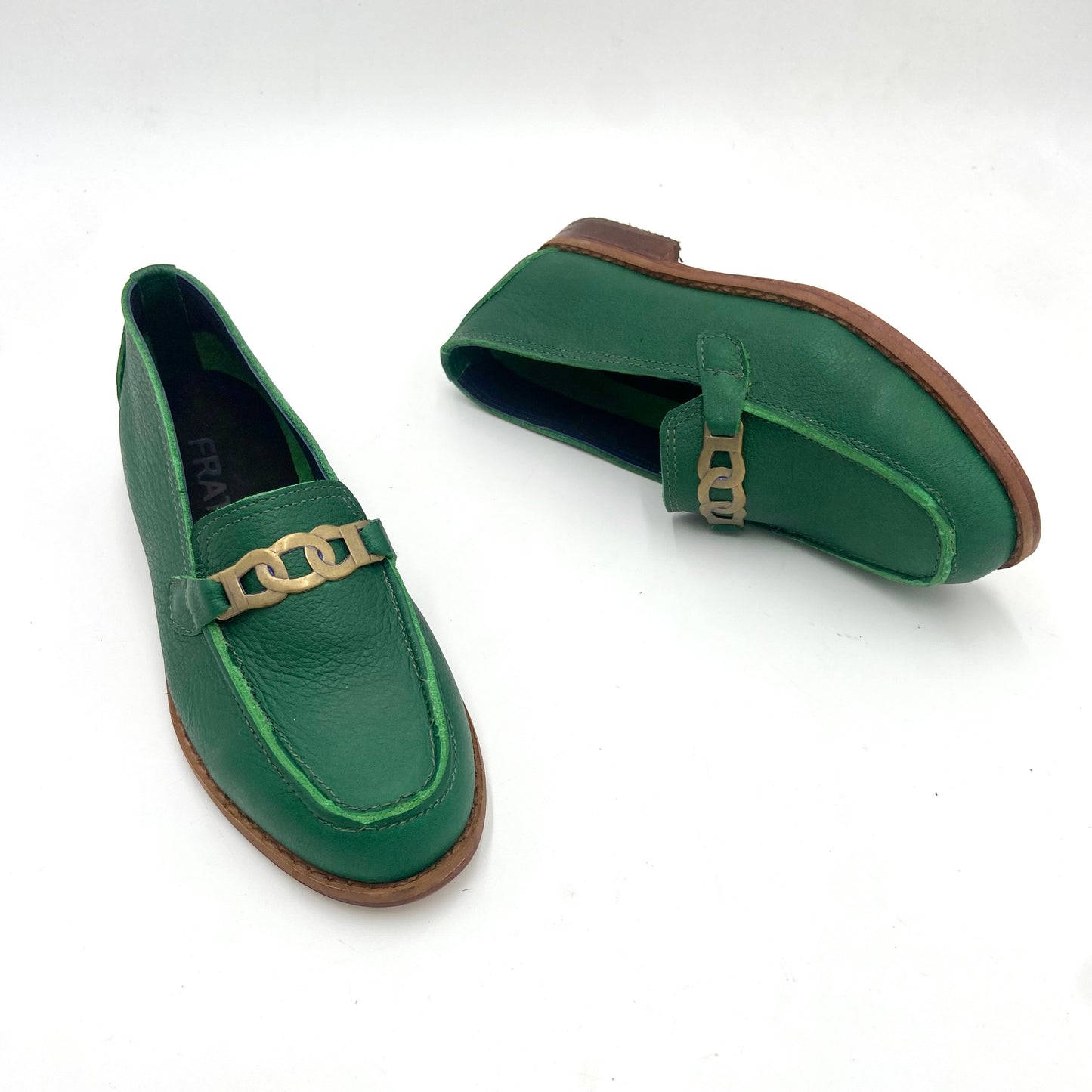 Mocasín cadena 3245 cuero verde