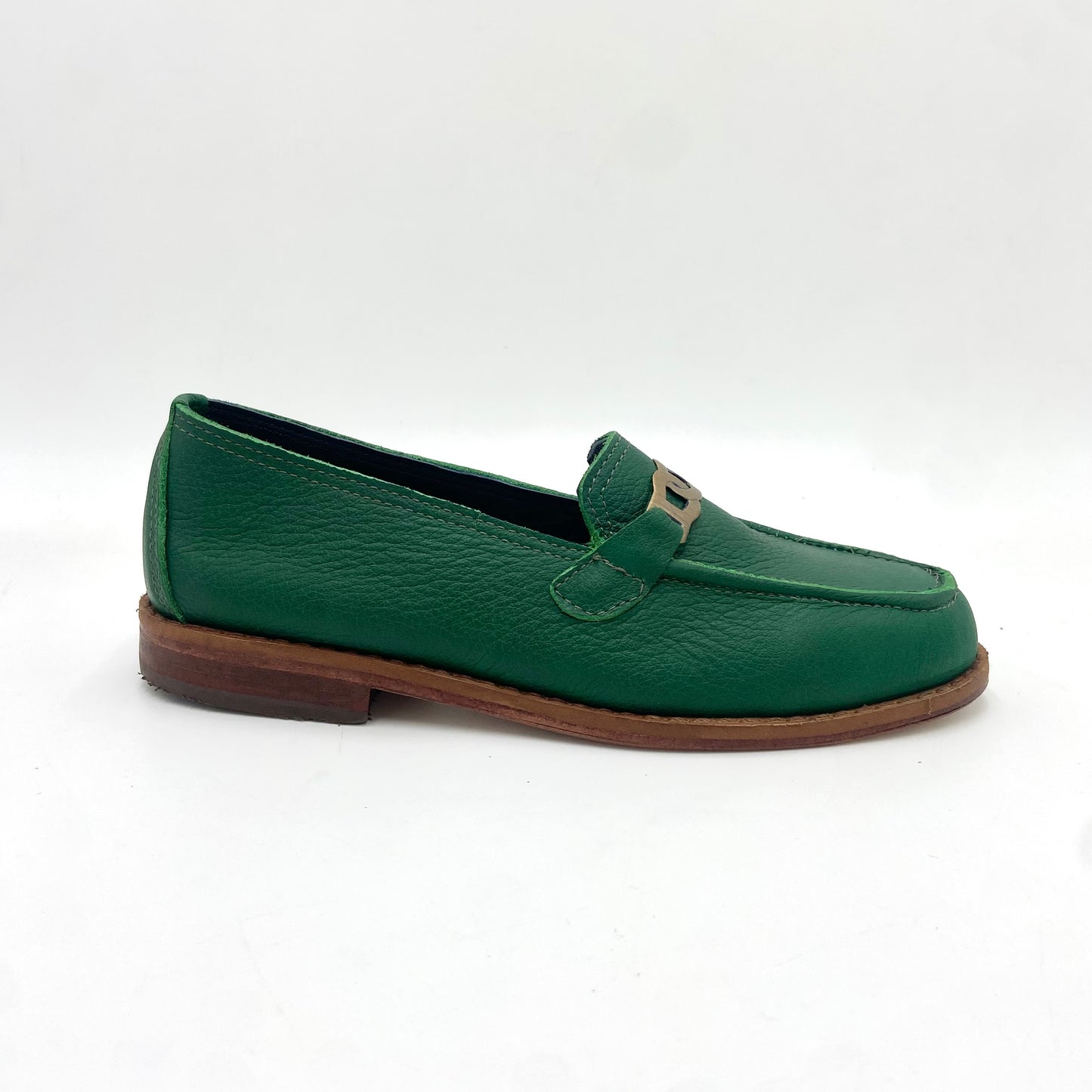 Mocasín cadena 3245 cuero verde