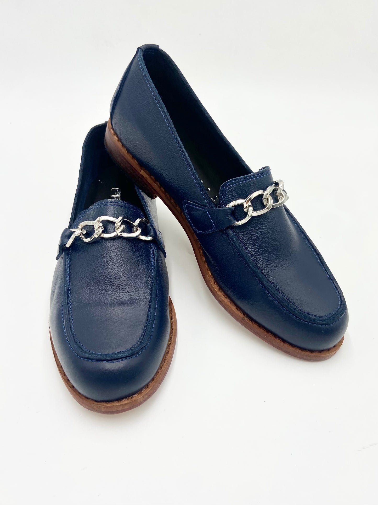 Mocasines 3245 Cadena Cuero Azul Marino